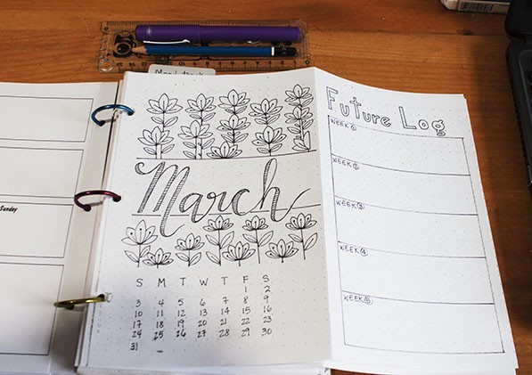 Bullet Journal Month Setup - March