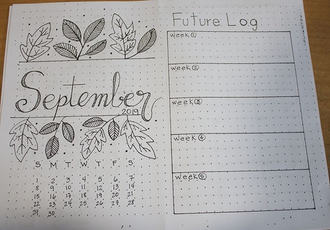 September Monthly Setup - Bullet Journal